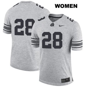 Women's NCAA Ohio State Buckeyes Alex Badine #28 College Stitched No Name Authentic Nike Gray Football Jersey PN20B54GR